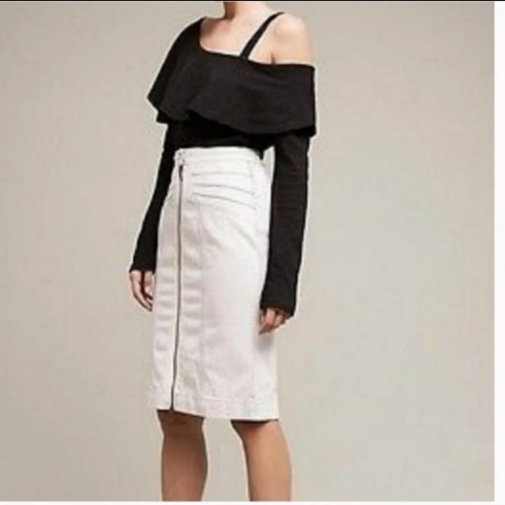 Postmark (Anthropologie) Asymmetrical Ruffle Long Sleeve Black Top Size XSmall